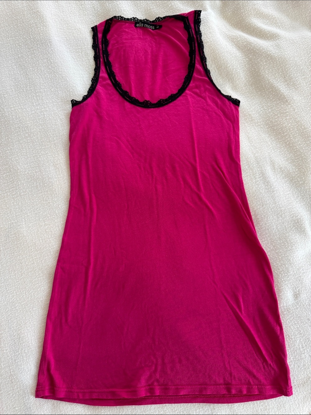 Ella Moss Fuchsia Tank Top with Black Lace Trim